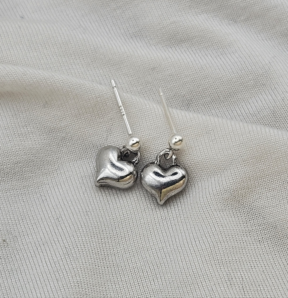.925 Silver Heart Stud Earrings